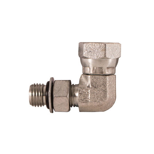 1.06-12 Inch Male Straight Thread 3/4-14 Inch NPSM Female Pipe Swivel 90 Elbow
