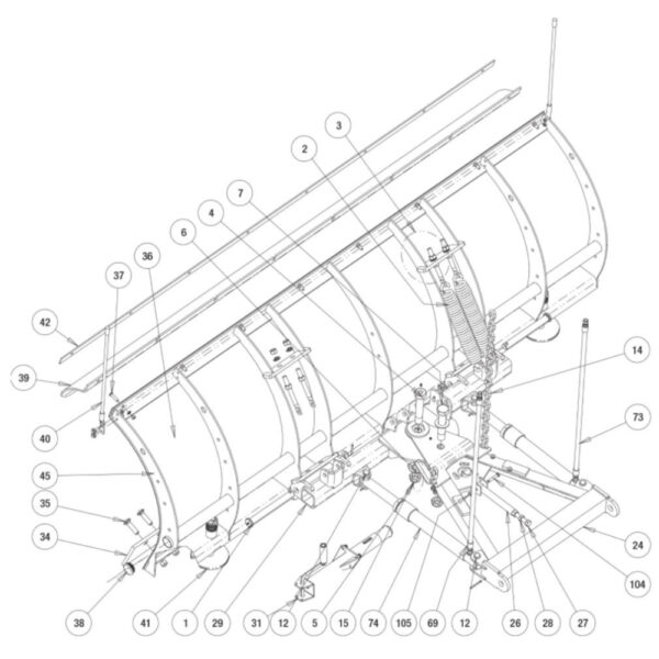Buyers SnowDogg Discontinued Model HD75 Moldboard Diagram