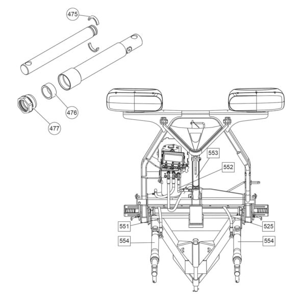 HD Series Ram Components and Hoses Diagram