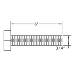 BOSS HDW05616 - Full Thread Grade 5 Bolt (3/4 x 6'')