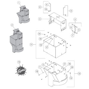 FISHER Hydraulic Motor Steel-Caster (1.5 - 6.0 Cu Yd) Chute Assembly Diagram