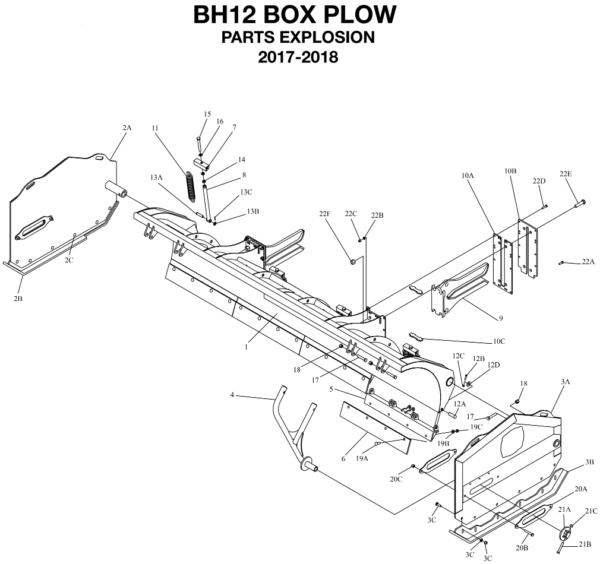 Diagram 1 BOSS BH12 Series Box Plow Parts