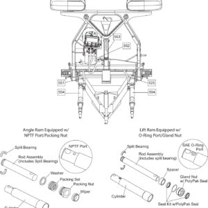 MC Series Ram Components and Hoses Diagram