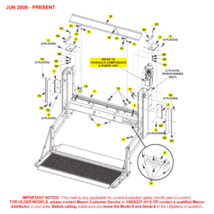 Maxon MM-1300 (Jun 2009 - Present) Grip Strut Platform Main Assembly Diagram (1 OF 2)