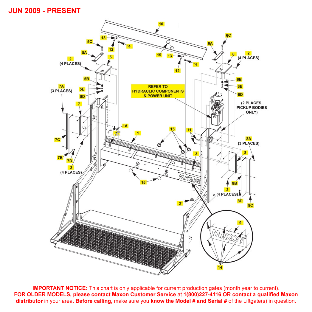 Maxon MM-1300 (Jun 2009 - Present) Grip Strut Platform Main Assembly Diagram (1 OF 2)