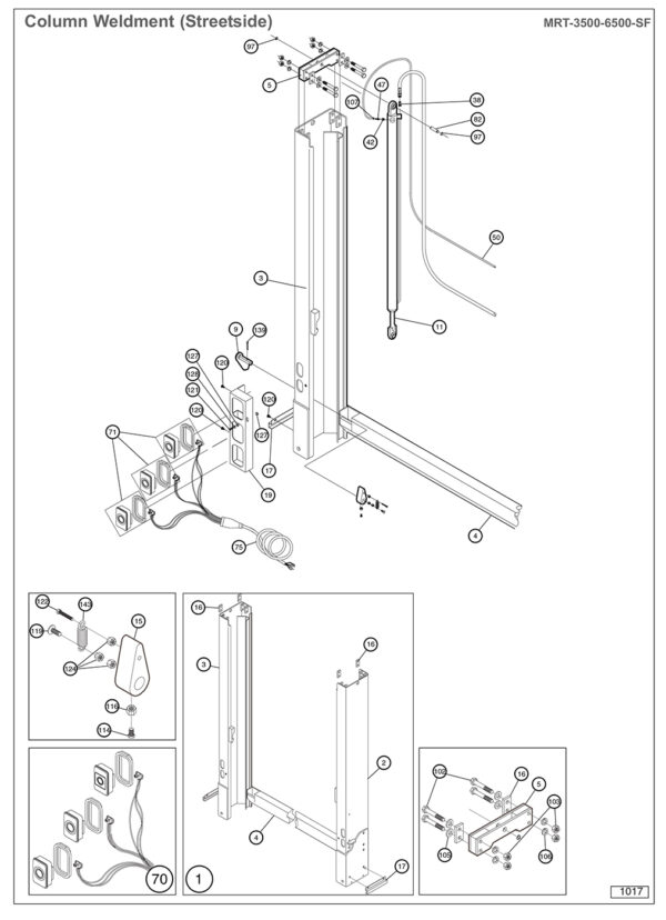 Anthony MRT-3500-6500-SF Streetside Column Weldment Diagram