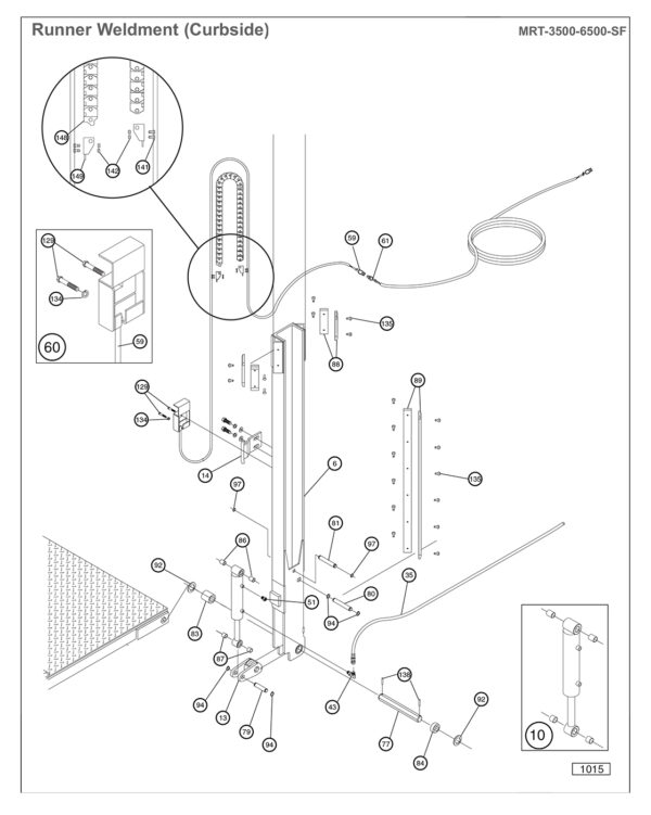 Anthony MRT-3500-6500-SF Curbside Runner Weldment Diagram