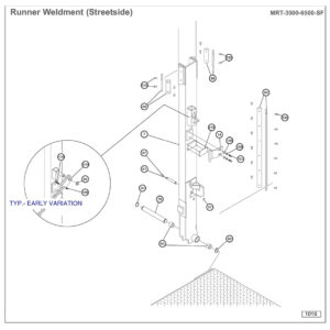 Anthony MRT-3500-6500-SF Streetside Runner Weldment Diagram