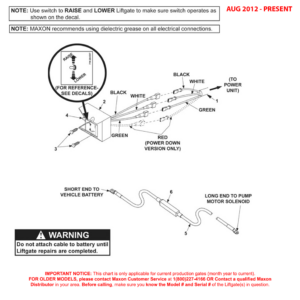 Maxon MTB (Aug 2012 - Present) Control Switch And Power Cable Diagram