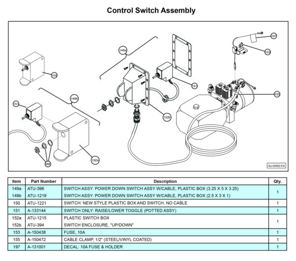 Anthony MTU-GLR-5-6 Control Switch Assembly Diagram
