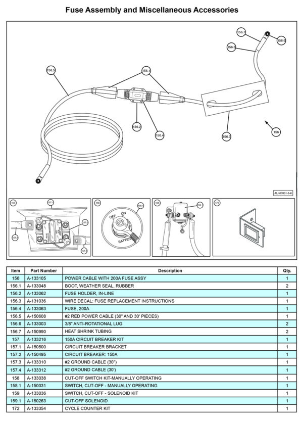 Anthony MTU-GLR-5-6 Fuse Assembly And Miscellaneous Accessories Diagram