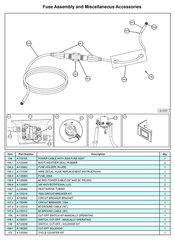 Anthony MTU-GLR-EX Fuse Assembly Miscellaneous Accessories Diagram