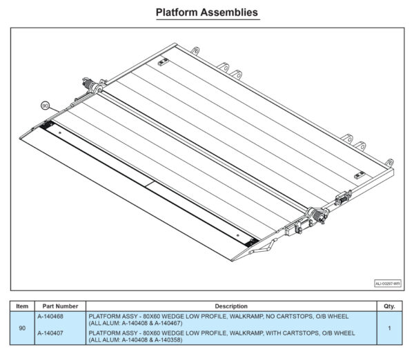 Anthony MTU-GLR-WR Platform Assemblies Diagram