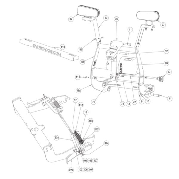 Buyers SnowDogg Discontinued Models EX75-90 Lift Frame Diagram