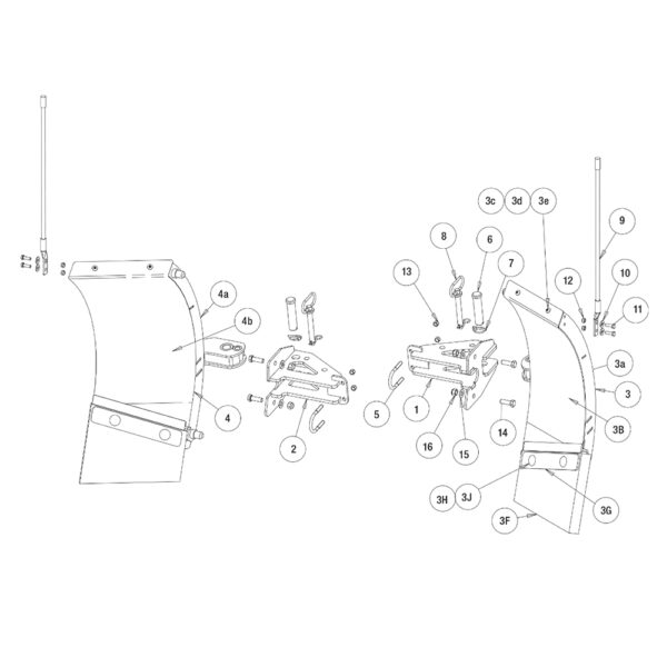 Buyers SnowDogg Discontinued Models EX75-90 Wing Kit Diagram