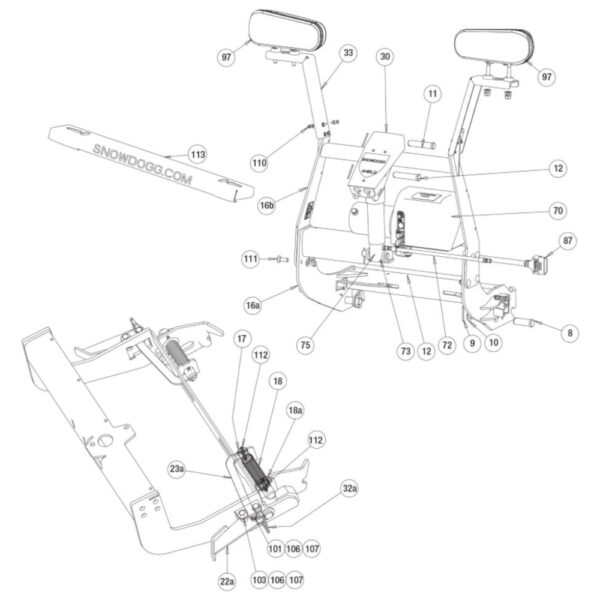 Buyers SnowDogg Discontinued Models HD75-80 Lift Frame Diagram