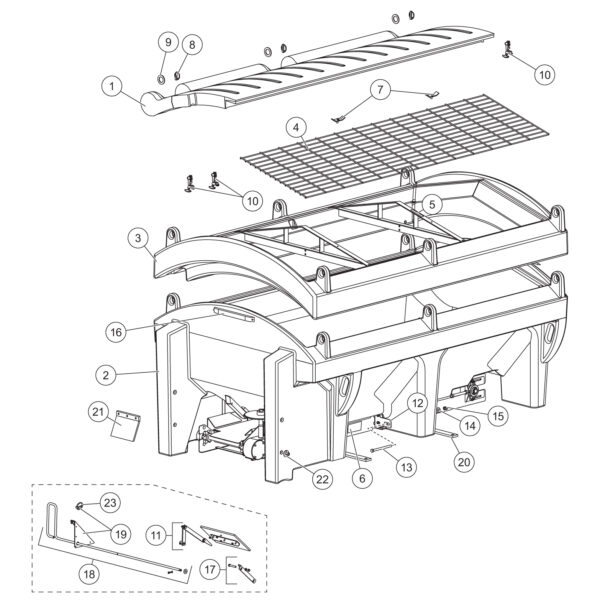 Fisher Poly-Caster (Without Fleet Flex) Hopper Components Diagram