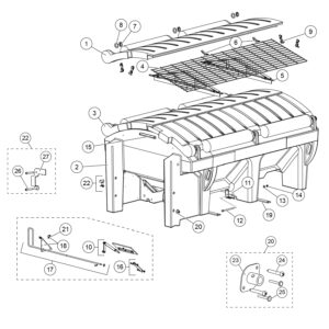 Fisher Poly-Caster (With Fleet Flex) Hopper Components Diagram