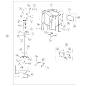 Fisher Poly-Caster (With Fleet Flex) Spinner Drive Components Diagram