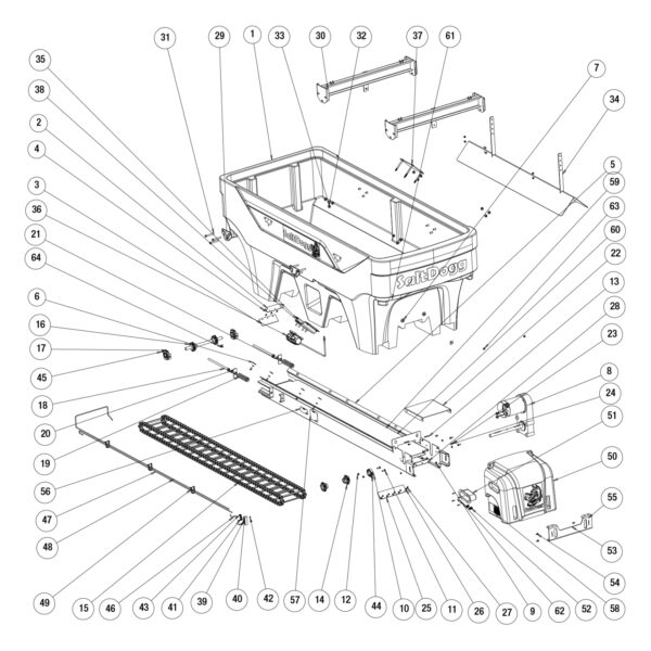 SaltDogg PRO2000CH Chain Conveyor Hopper Assembly Diagram