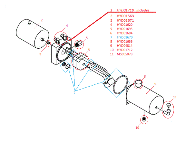 Power-V DXT HYD01710 Motor Kit (97073 & Down) Diagram