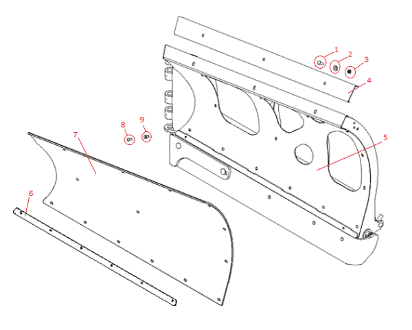 Power-V DXT 9'2" Stainless Steel Blade Half (Left) Diagram