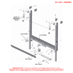 Maxon RC (Oct 2012 - Present) Main Frame Column Assembly Diagram (1 OF 2)