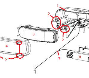 Straight Blade RT3 Headlight (Driver) (H3732 & Down) Diagram