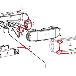 Sport Duty RT3 Headlight (Passenger) (H3732 & Down) Diagram