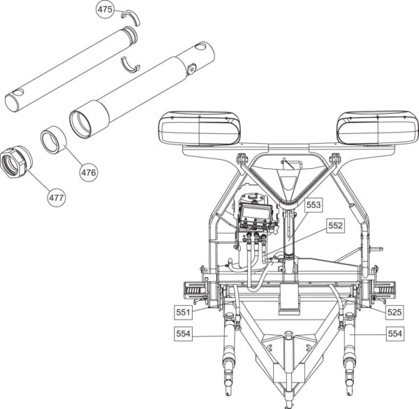 SD Series Ram Components and Hoses Diagram