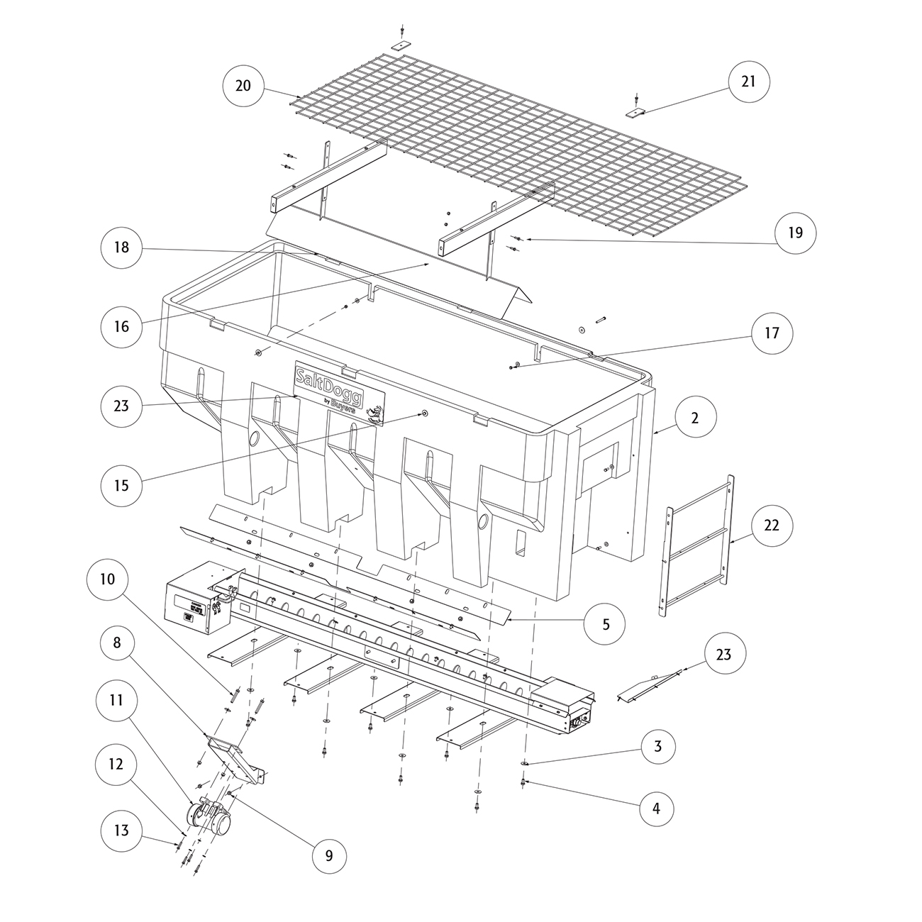 SaltDogg SHPE3000 Hopper Assembly Diagram