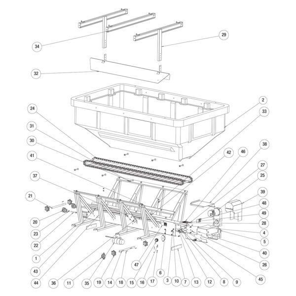 SaltDogg SHPE6000CH Chain Conveyor Hopper Assembly Diagram