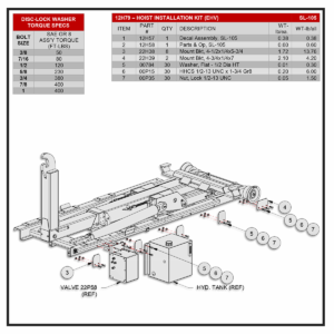 Swaploader SL-105 Hoist Installation Kit (EHV) Diagram