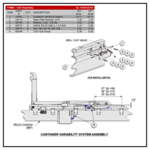Swaploader SL-145/212/214 Container Variability System Assembly Diagram