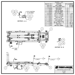 Swaploader SL-180 Hoist Installation Kit Assembly Diagram