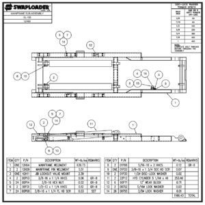 Swaploader SL-185 Main Frame Sub-Assembly Diagram