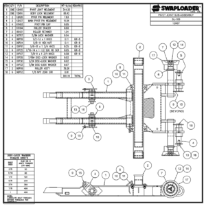Swaploader SL-185 Pivot Joint Sub-Assembly Diagram