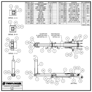 Swaploader SL-185 Telescopic Jib Sub-Assembly Diagram