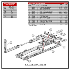 Swaploader SL-214 Base Hoist Assembly Diagram
