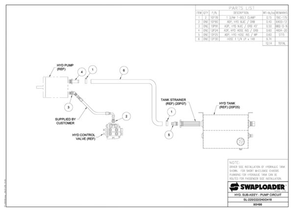 200 Series Hydraulic Sub-Assembly Pump Circuit Diagram