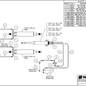 SL-220/222/240 Hydraulic Sub-Assembly Base Cylinder Circuit Diagram