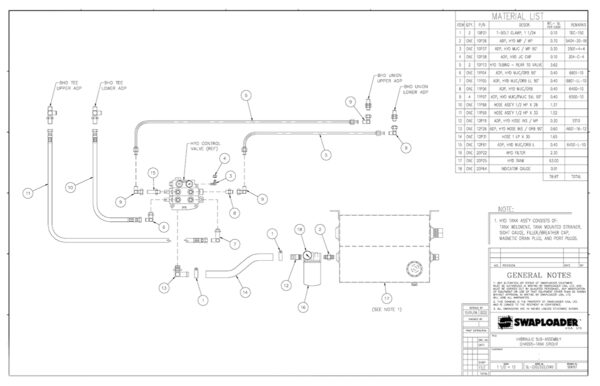 SL-220/222/240 Hydraulic Sub-Assembly Chassis Tank Circuit Diagram