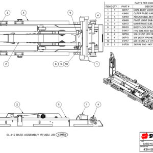 SL-412 Base Hoist Assembly (With Adjustable Jib) Diagram
