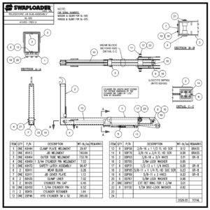 Swaploader SL-505 Telescopic Jib Sub-Assembly (Revision A) Diagram