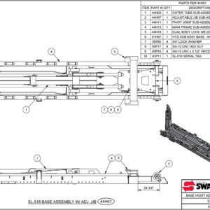 SL-518 Base Hoist Assembly (With Adjustable Jib) Diagram