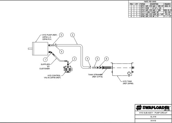 SL-518 Hydraulic Sub-Assembly Pump Circuit Diagram