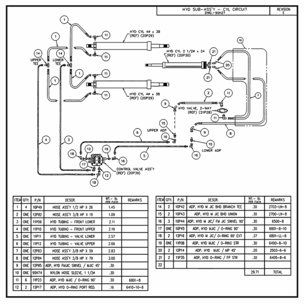 Swaploader SL-95 Hydraulic Sub-Assembly (Cylinder Circuit) Diagram