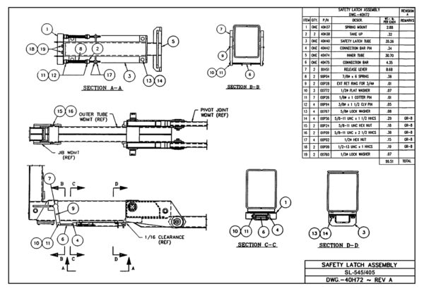Sl-545/405 Safety Latch Assembly Diagram