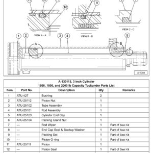 Anthony SM Hydraulic Cylinder Service Parts Diagram (For 1500 1800 and 2000 Lb Capacity Liftgates)