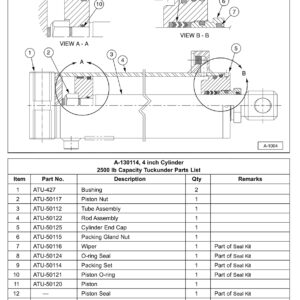 Anthony SM Hydraulic Cylinder Service Parts Diagram (For 2500 Lb Capacity Liftgates)